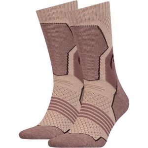 Lichtbruin - Wandelsokken Crew - 2-pack - Melange - Ademend Materiaal