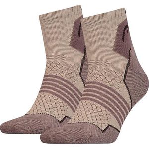 Lichtbruin - Wandelsokken Crew - 2-pack - Melange - Ademend Materiaal