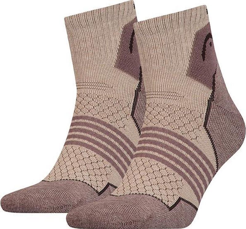 Lichtbruin - Wandelsokken Crew - 2-pack - Melange - Ademend Materiaal