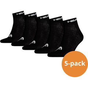 HEAD - Quarter Sneakersokken - Zwart - 5 Pack - Unisex - Katoenen Enkelsokken