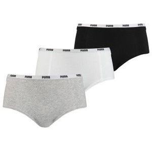 Puma - Mini Short - Slipje - Wit Grijs Zwart - 3-pack