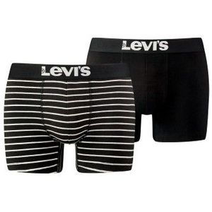 Levi's 2-Pack Boxershorts - Zwart en Gestreept - Katoen en Elastaan