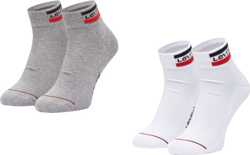 LEVI'S - Enkel Sportsokken met Logo - Grey Combo - 2-pack