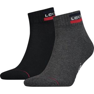 Levi's Levis 144ndl Mid Cut Sprtwr Herensokken, 2 stuks, 208, mid grijs/zwart