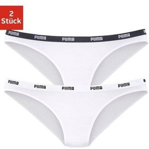 Puma - Dames Bikini Slips - 2-Pack - Wit/Zwart - Katoen/Modal