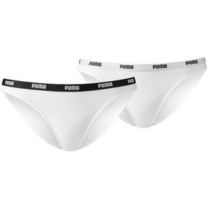 Puma - Dames Bikini Slips - 2-Pack - Wit/Zwart - Katoen/Modal