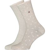 Tommy Hilfiger - Damessokken - Licht Beige Melange - Dot - 2-pack - Katoen