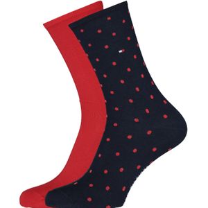 Tommy Hilfiger - Dot - Sokken - Rood met Blauw - 2-pack