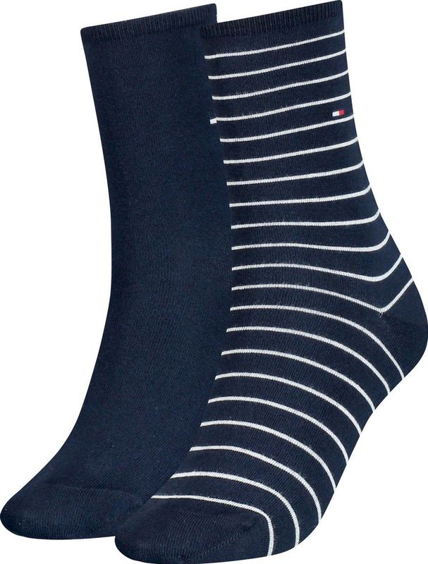 Tommy Hilfiger - Damessokken - Zwart-Wit - Katoen - 2-Pack
