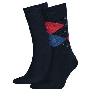 Tommy Hilfiger - Geruite Sokken - Donkerblauw - 2-Pack - Katoen/Nylon/Elastaan