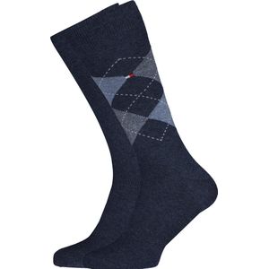 Tommy Hilfiger - Herensokken - Jeans - Katoen - 2 Paar Uni en Ruit