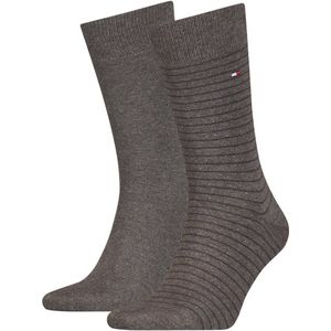 Tommy Hilfiger Small Stripe Sock (2-pack), heren sokken, bruin gestreept