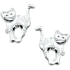 TFT Oorknoppen Poes Zilver Glanzend 7 mm x 6.5 mm