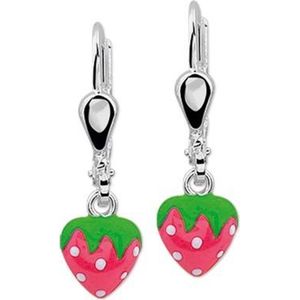 oorhangers aardbei brisur haak zilver wit 1016378