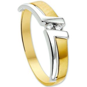 ring zirkonia 14K bicolor goud geel/wit 4205695