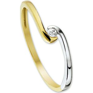 ring zirkonia 14K bicolor goud geel/wit 4205600