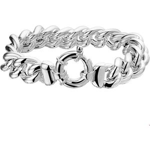 armband gourmette 14 mm 21 cm met groot springslot zilver wit 1015511