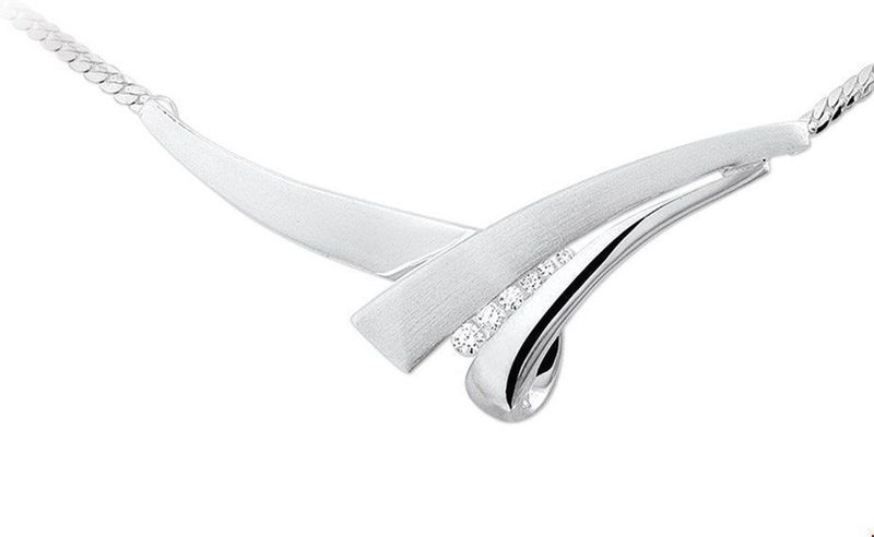 Collier Tussenstuk Zirkonia Poli/mat 42 Cm