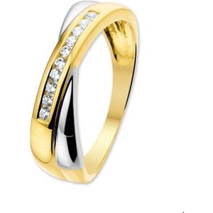 Ring - Zirkonia - 14K Bicolor - Goud Geel/Wit