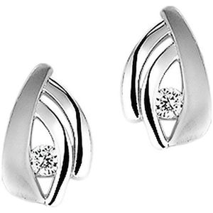 The Jewelry Collection Oorknoppen Zirkonia Poli/mat - Zilver Gerhodineerd