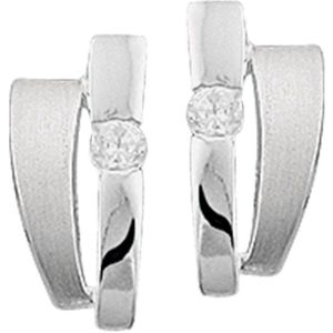 The Jewelry Collection Oorknoppen Zirkonia Poli/mat - Zilver Gerhodineerd