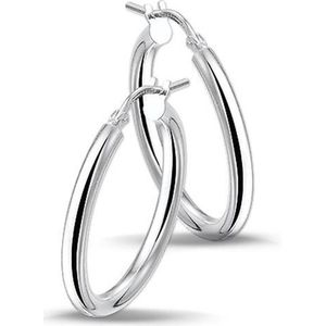 The Jewelry Collection Oorringen Ronde Buis - Zilver