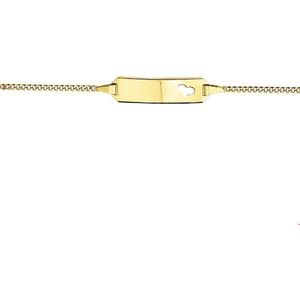 The Kids Jewelry Collection 9 Krt. Graveerarmband Hart Plaat 5,0 mm 9 - 11 cm - 9 Karaats Geel