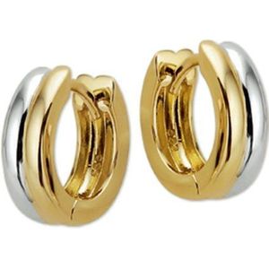 The Jewelry Collection klap-oorringen 4,0 mm Bol - Bicolor Goud (14 Krt.)