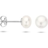 Gerhodineerd - Oorknoppen - Zilver - Zoetwaterparel