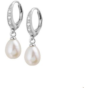 Glams - Oorhangers - Zilver - Parel en Zirkonia