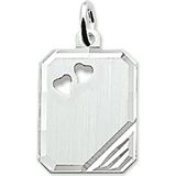 Zilveren Hanger - Rechthoek 12x16mm - Met 2 Hartjes - Mat Afgewerkt
