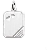 Zilveren Hanger - Rechthoek 12x16mm - Met 2 Hartjes - Mat Afgewerkt