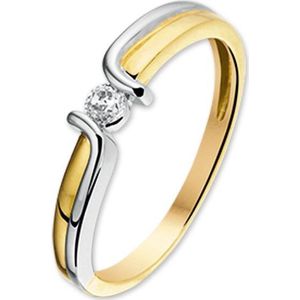 ring zirkonia 14K bicolor goud geel/wit 4205603