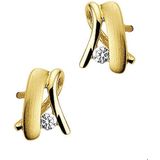 Oorknoppen - Poli/mat - Oorsieraden - 14K Geelgoud - Poussette Sluiting