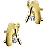 Oorknoppen - Poli/mat - Oorsieraden - 14K Geelgoud - Poussette Sluiting