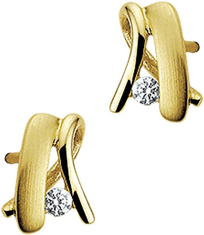 Oorknoppen - Poli/mat - Oorsieraden - 14K Geelgoud - Poussette Sluiting