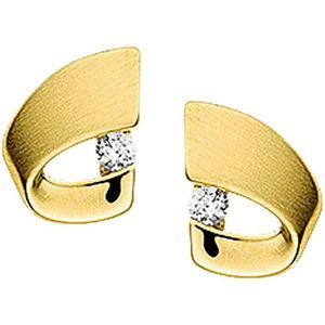 oorknoppen zirkonia poli/mat 14K geelgoud 4010552