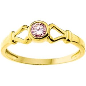 ring roze zirkonia 14K geelgoud 4013503