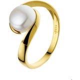 Ring - Geelgouden Ring - 14K - Met Zoetwaterparel - Gepolijst