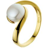 Ring - Geelgouden Ring - 14K - Met Zoetwaterparel - Gepolijst