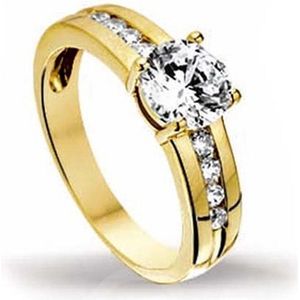 The Jewelry Collection Ring Zirkonia - Geelgoud