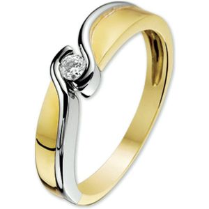 ring zirkonia 14K bicolor goud geel/wit 4205617