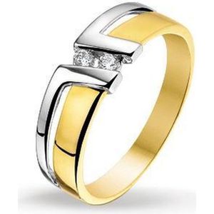 Ring - Bicolor - 14K Goud Geel/Wit - Zirkonia
