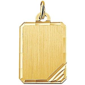 The Jewelry Collection Graveerhanger Mat Gediamanteerd - Geelgoud (14 Krt.)