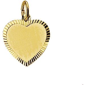 14K Geelgouden Graveerhartje mat gediamanteerd - 4006166