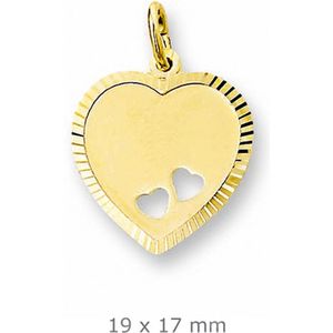 Graveerhartje - Geel - 14K Geelgoud - Gediamanteerde Afwerking