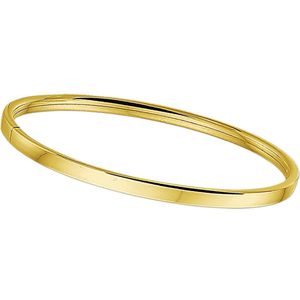 Bangle - 4,0 Mm - Vlakke Buis - 14K Geelgoud - Scharniersluiting