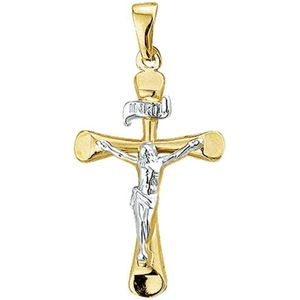 hanger kruis en corpus massief bicolor gestift 14K geelgoud 4005514