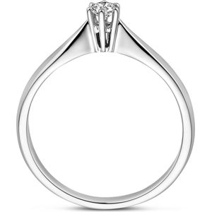 Ring - Witgouden Ring - 0.10ct Diamant - H Si - Gepolijst