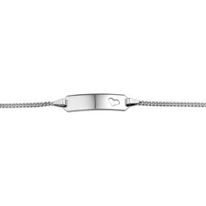 The Jewelry Collection - Graveerarmband Hart - Witgoud - 9 - 11 cm